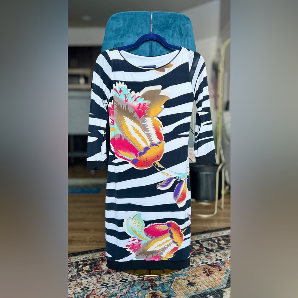 Analili Size Small S Striped Floral Tunic Dress